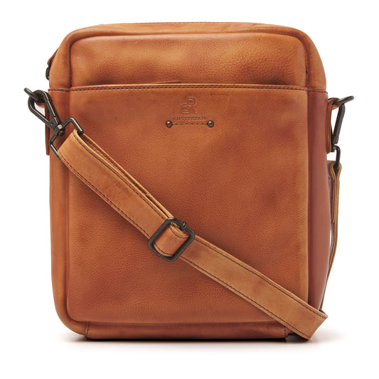 dR Amsterdam Schultertasche TAMPA Camel 933575 | Echtes Leder